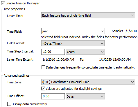 time setting arcmap