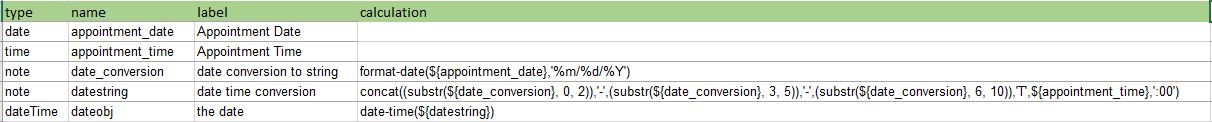 datetime table