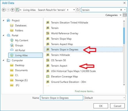 Choosing raster map service from the cloud for use in ArcGIS Pro.