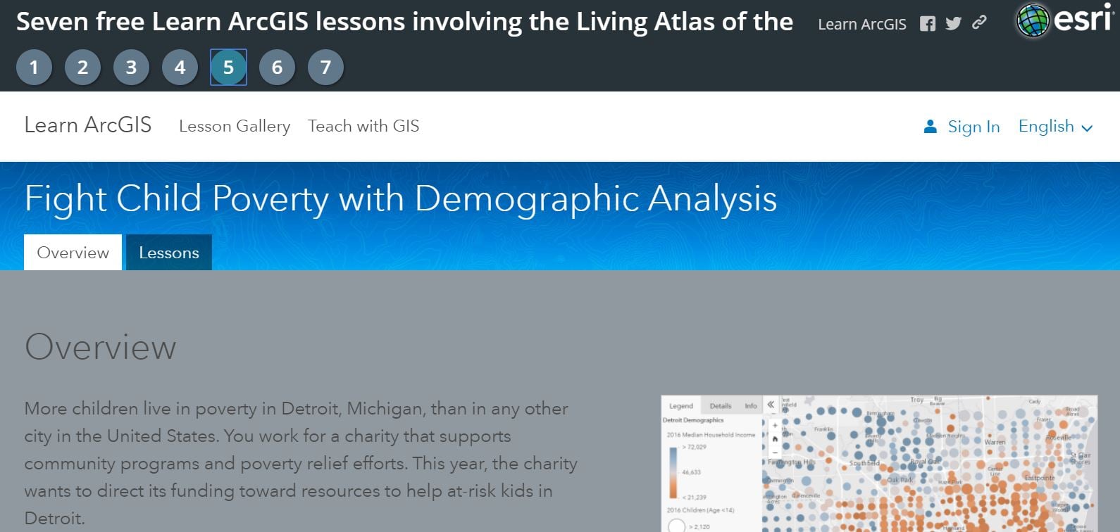 One of the 7 Learn ArcGIS lessons using the Living Atlas of the World.