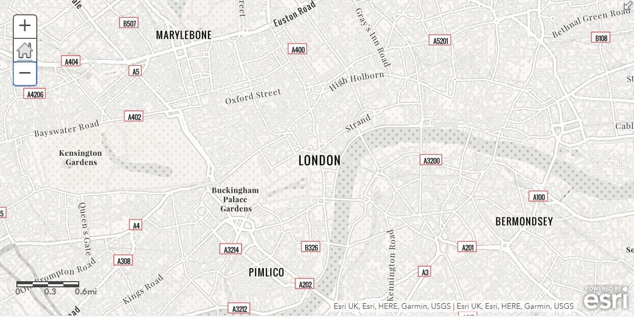 The newspaper base map, showing central London.