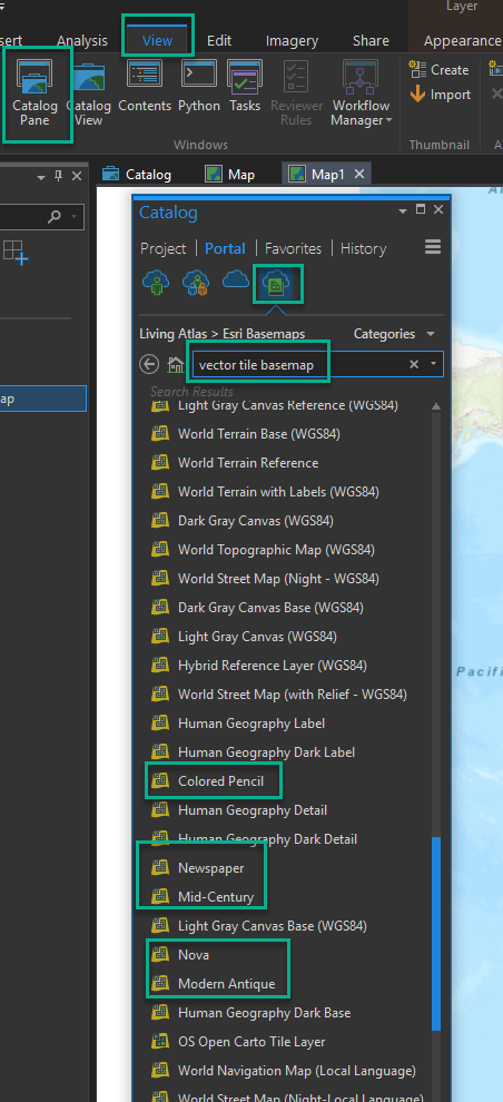 Adding basemaps to ArcGIS Pro.