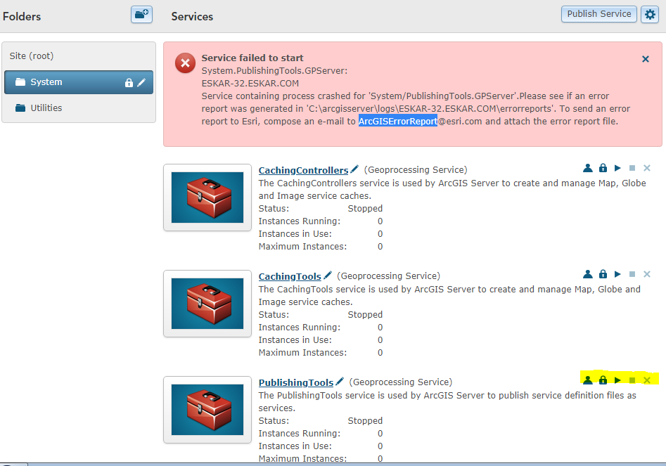 ArcserverManager Error