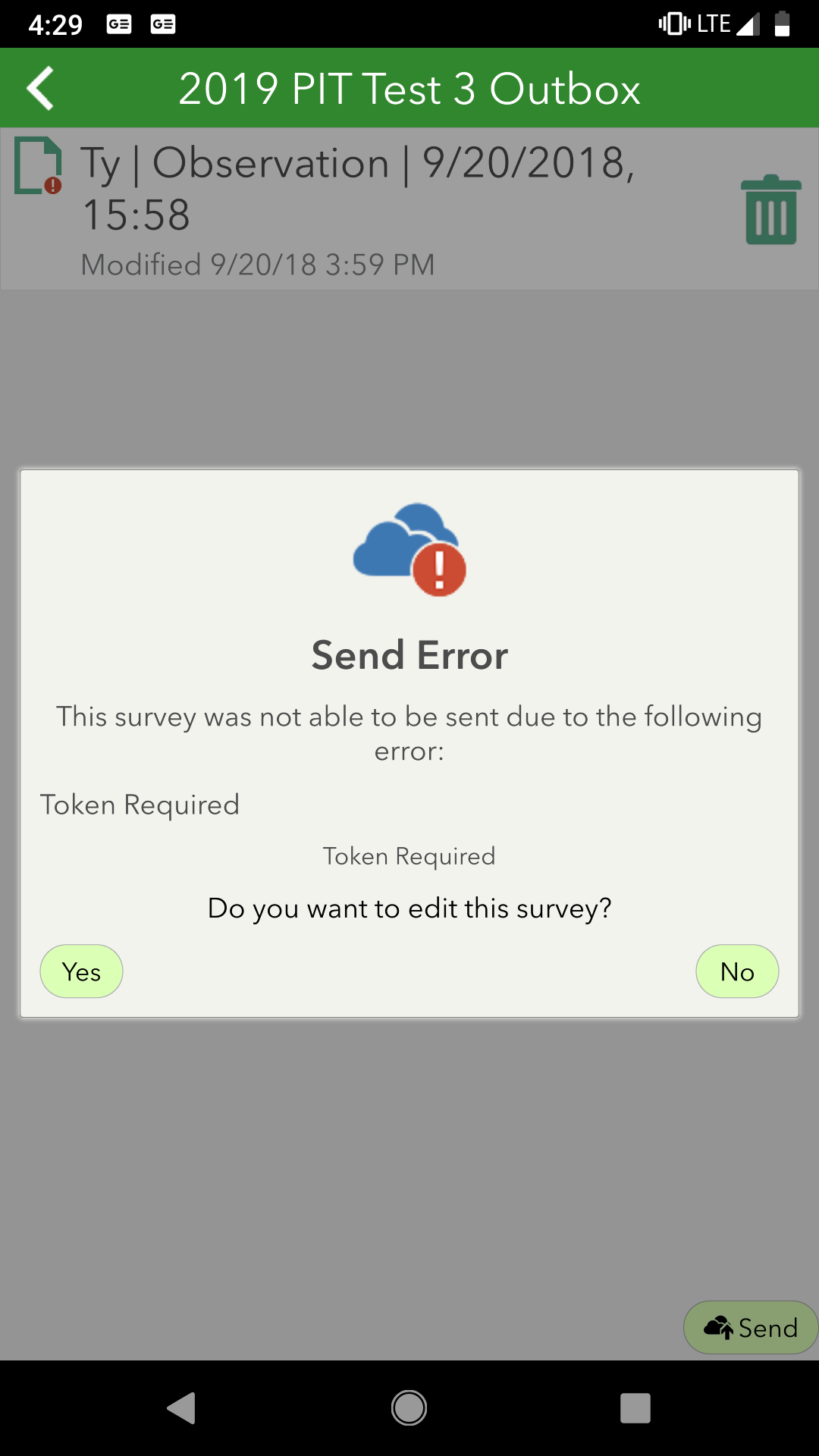 Token Required error