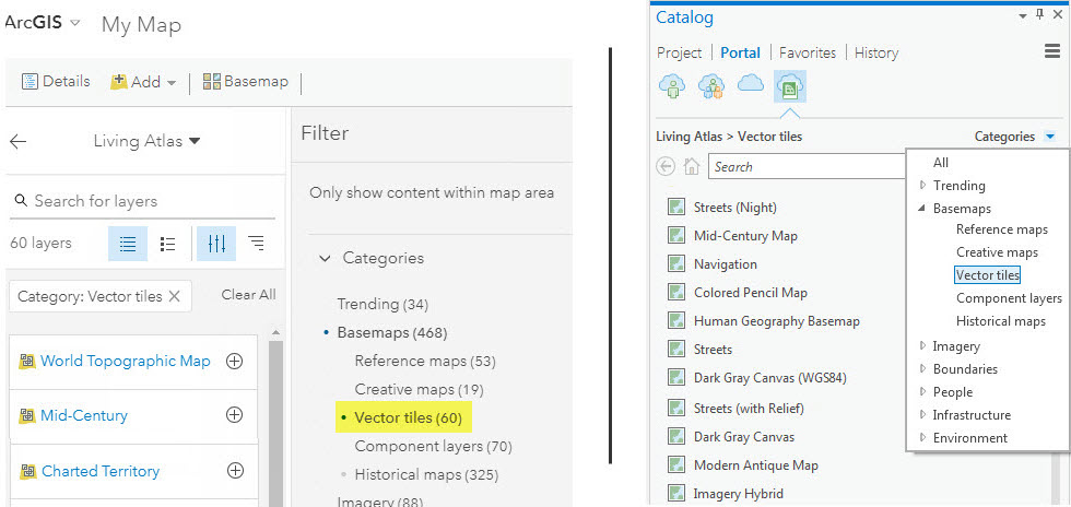 ArcGIS.com and Pro windows