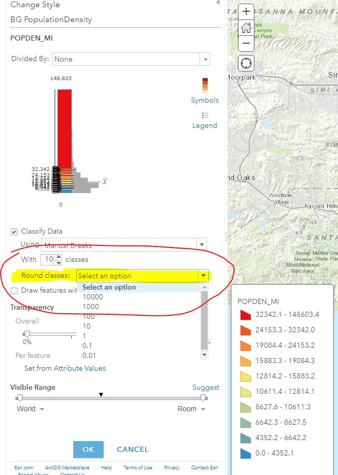 Round Classes option - ArcGIS Online