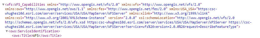The XML Schema Declaration results from WFS getCapabilities request.