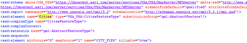 Results from WFS Describe Feature Type request.
