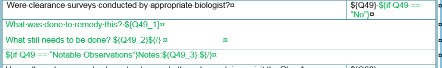 Clip of export document where the export has an extra row that I would like to get rid of