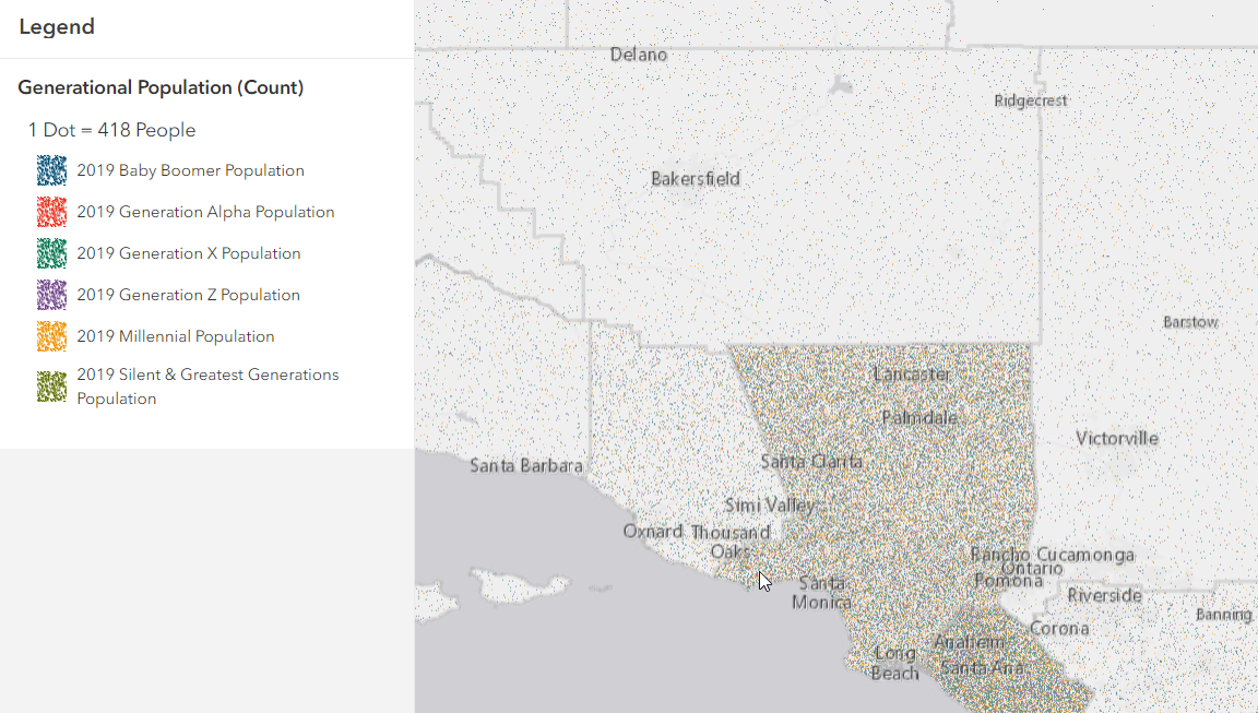 Dot density map example