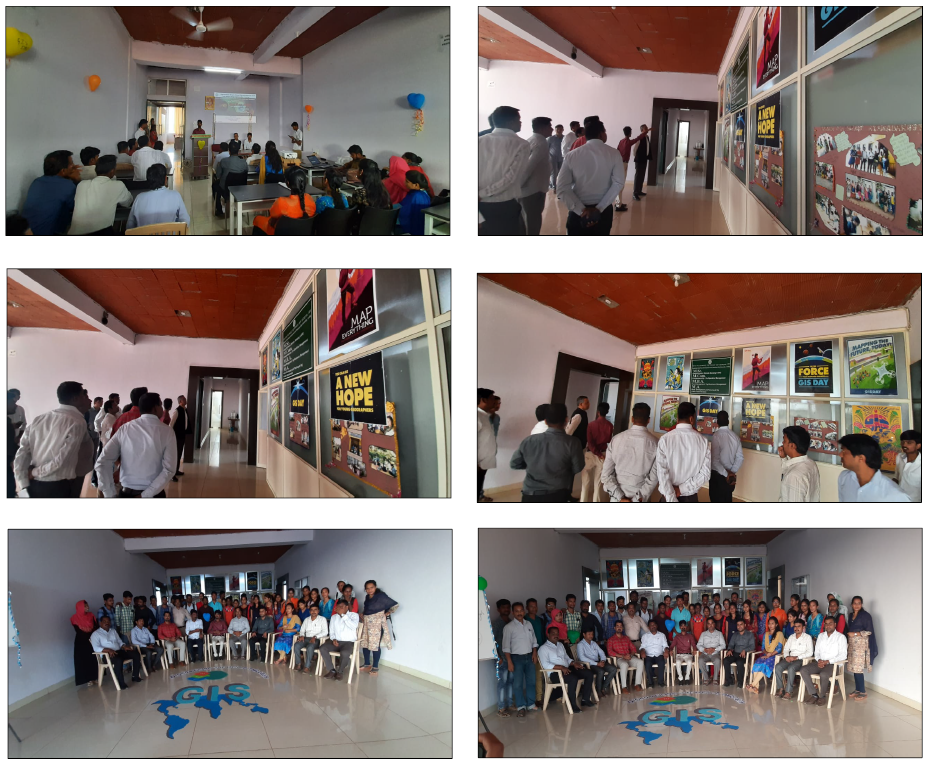 Karnataka State Rural Development and Panchayat Raj University GIS Day event, India, inside activities.
