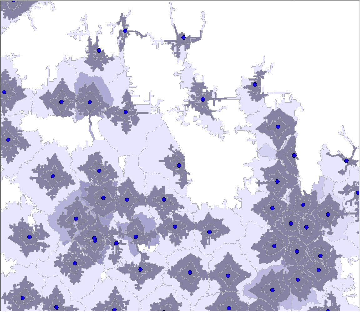 Service Area with Simple Polygons
