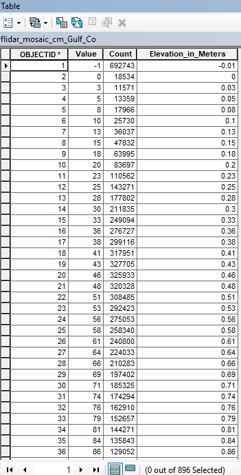 Photo of my raster attribute table