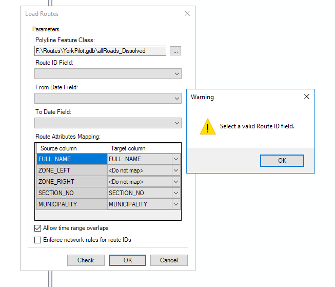 Select route id field