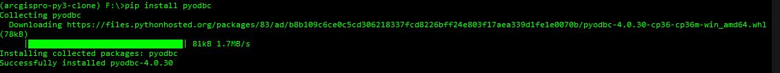 pyodbc install using pip was fine