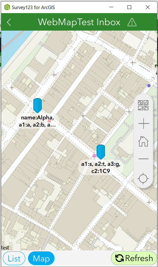 Inbox using a web map