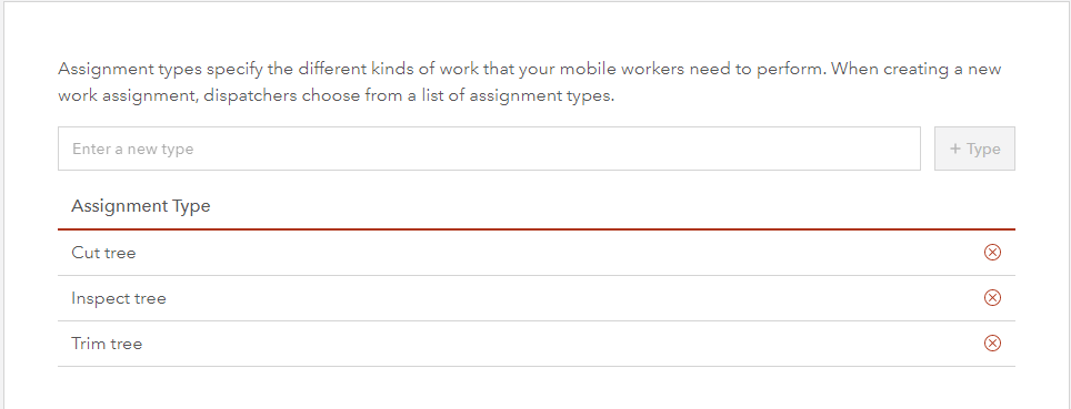 Added assignment types in Workforce web interface