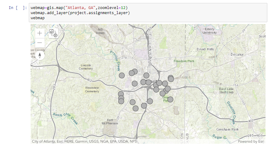 Code for displaying assignments layer on a map.