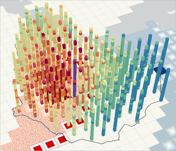 Spatiotemporal data in Ethiopia displayed in 3D