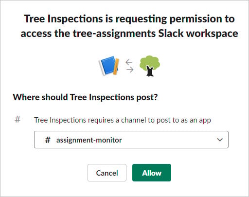 Window requesting permission for the app to access your workspace.