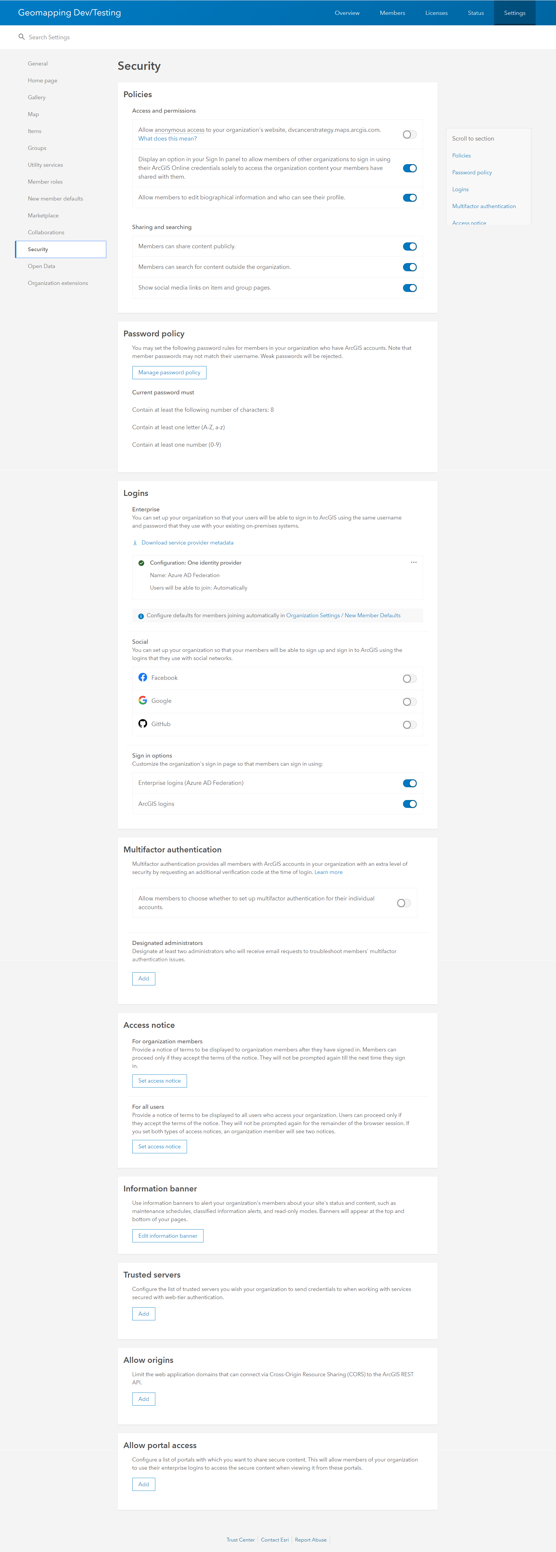 ArcGIS Online Security Setting