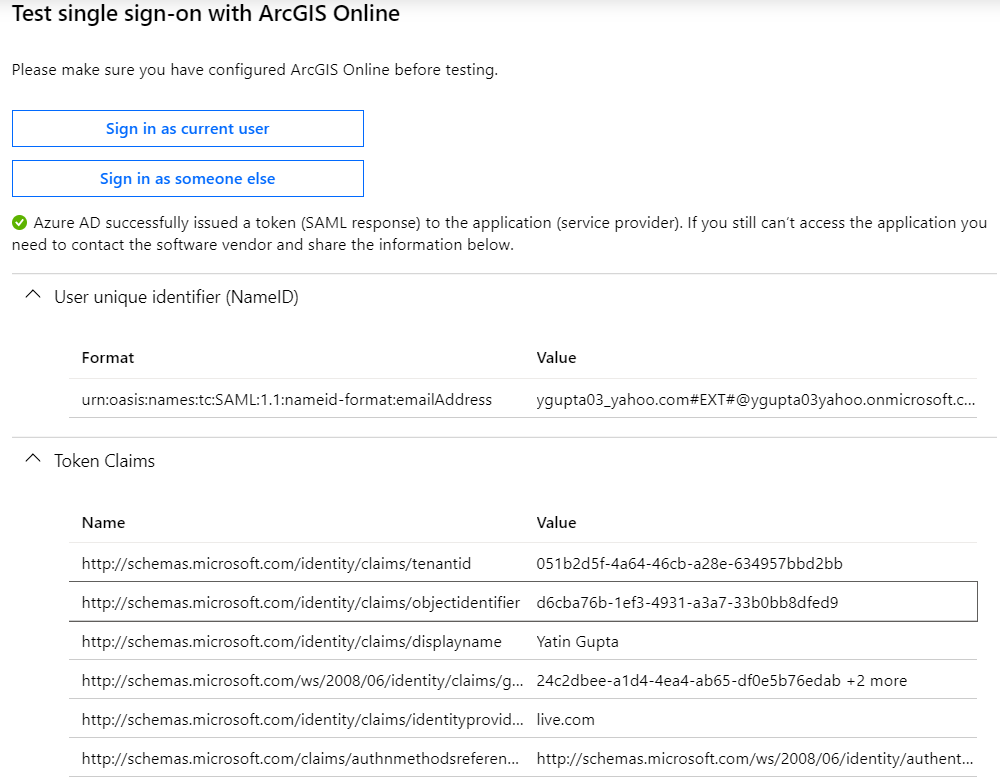 Claims sent in SAML request - 1