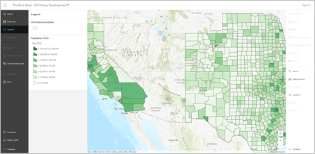 GeoInquiry map - US History - The Dust Bowl