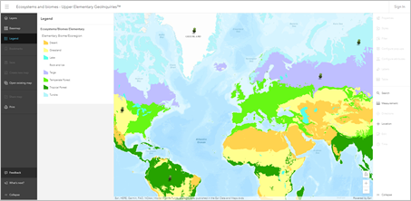GeoInquiry map - Upper Elementary - Ecosystems and Biomes