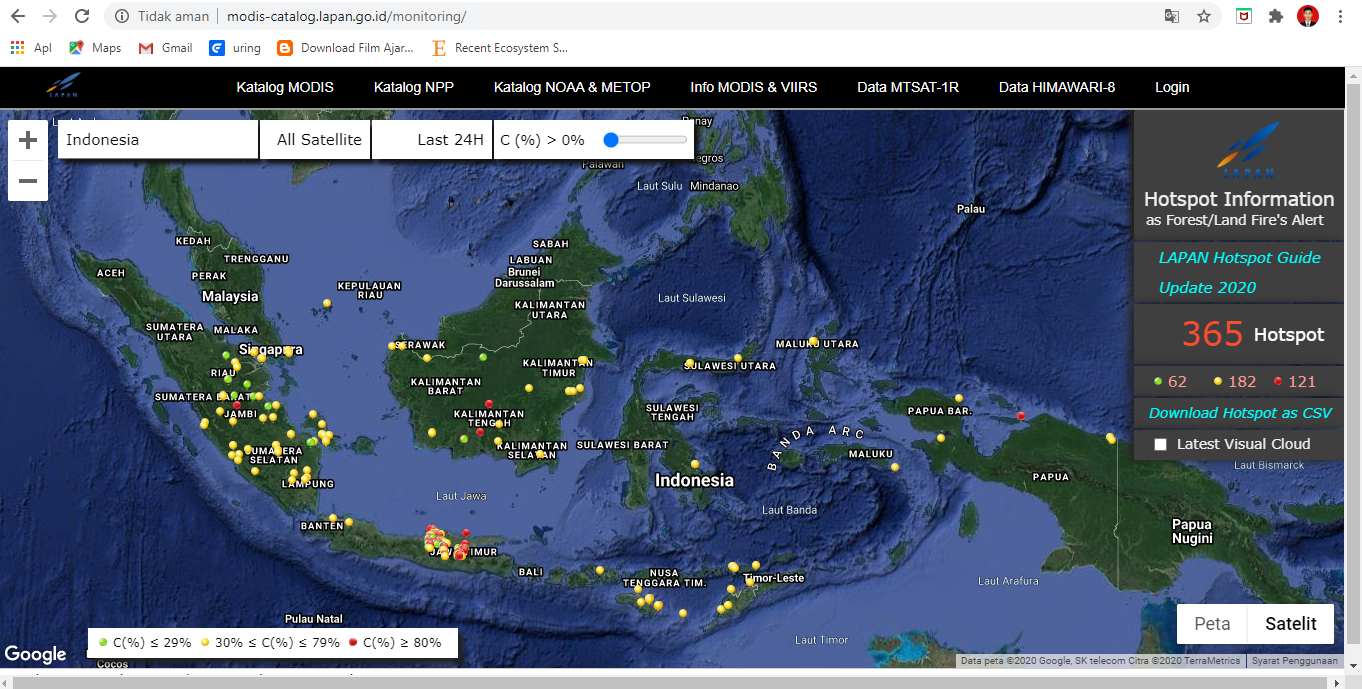 Sebaran Hotspot di Indonesia 6 Juli 2020