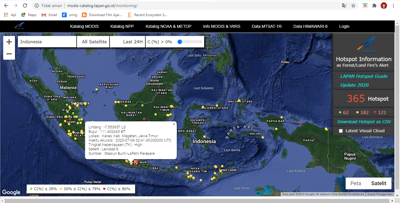 Sebaran Hotspot di Indonesia 6 Juli 2020