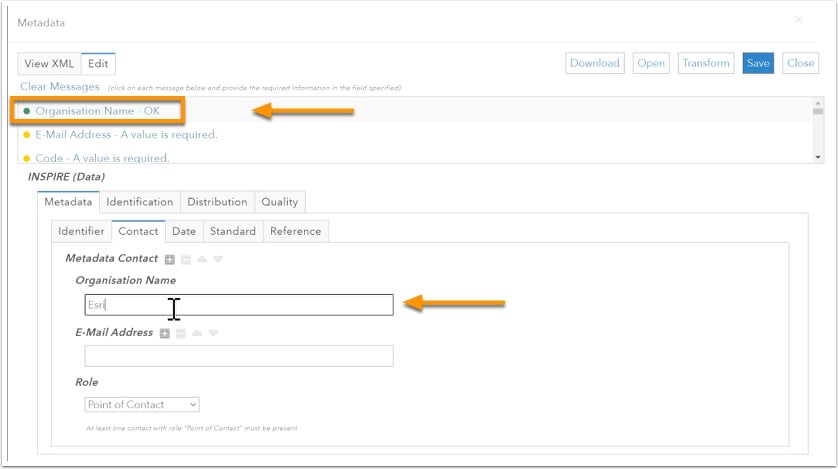 Esri INSPIRE Metadata editor