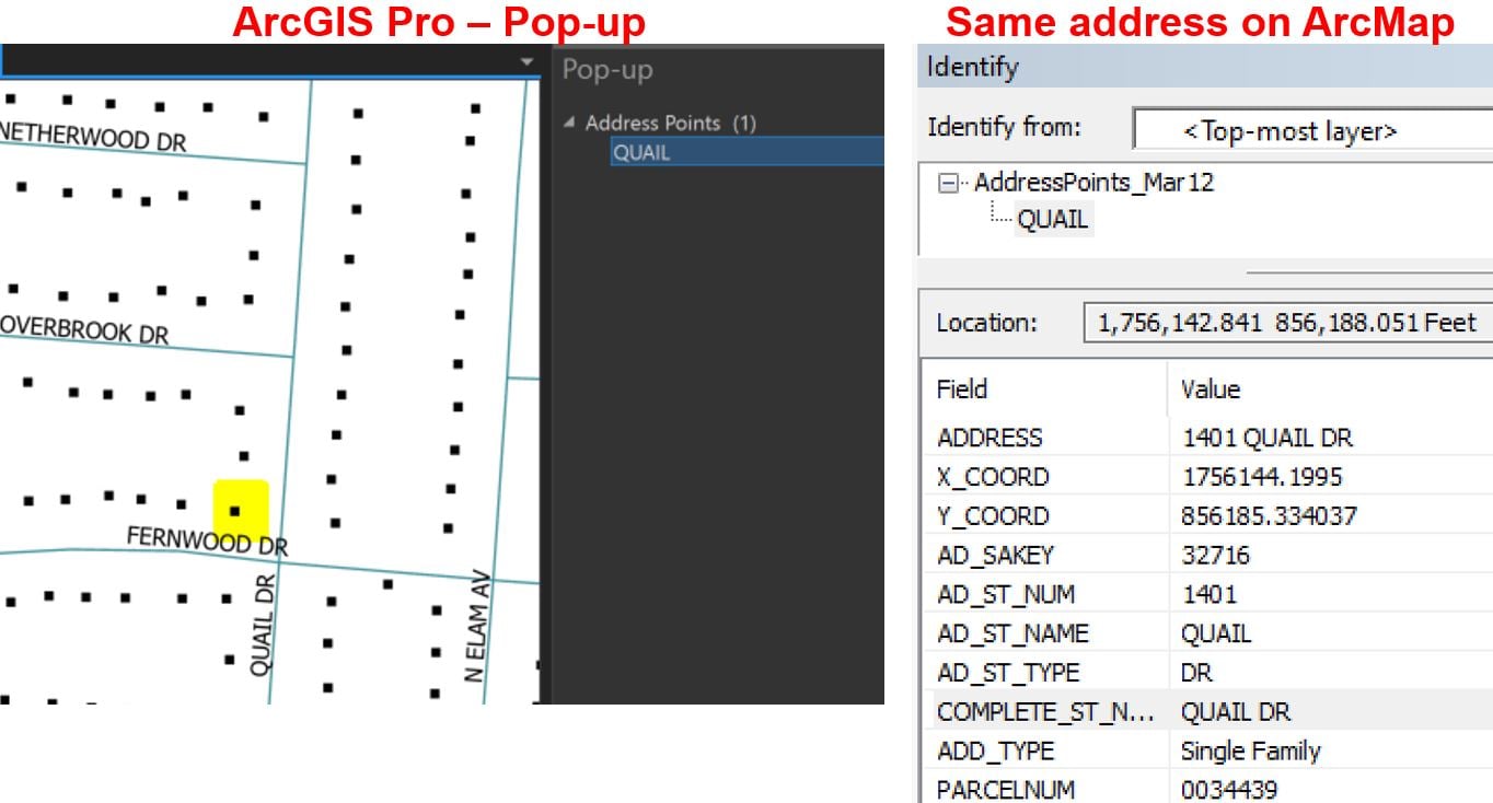 Example of ArcGIS Pro Identify Issue