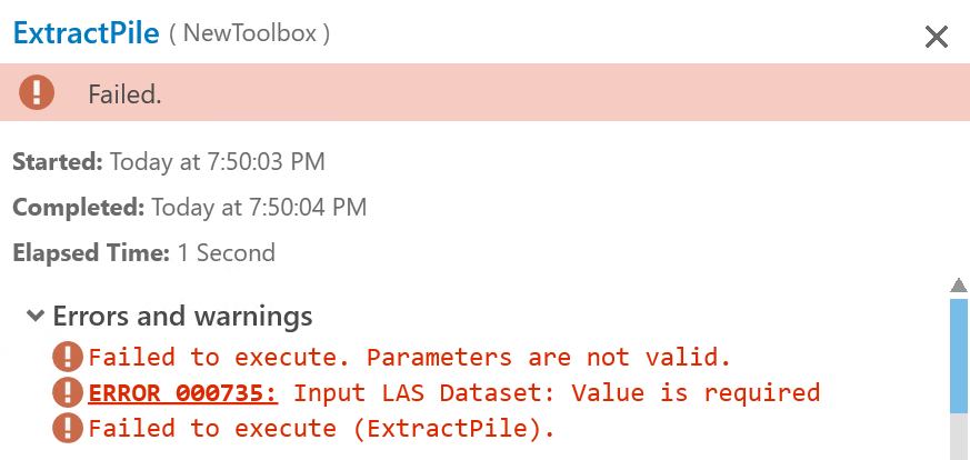 Error in Geoprocessing Pane