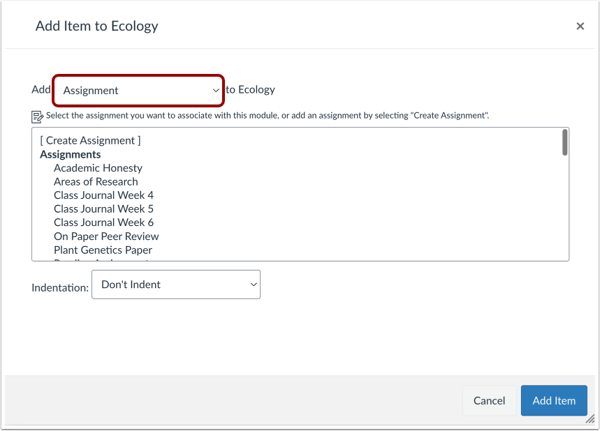 add an assignment to a module
